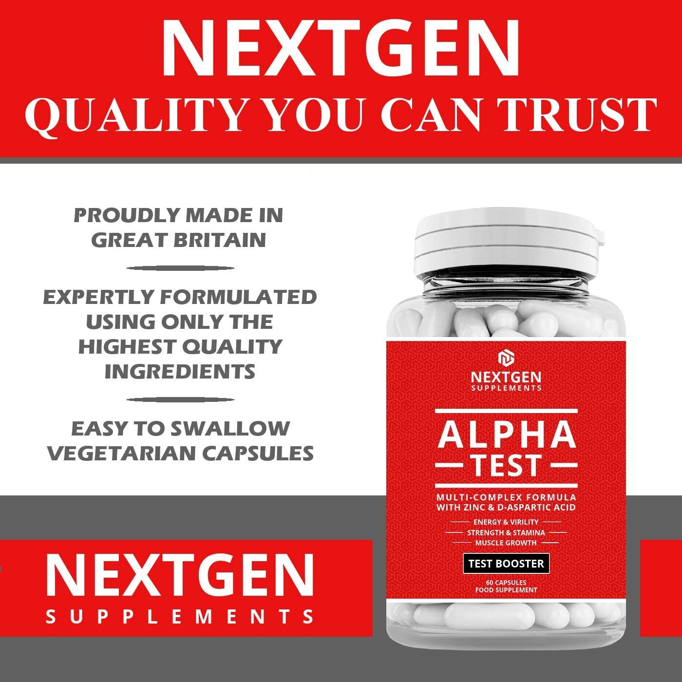 Ozuna Alpha Test, Testosterone Supplements for Men, Testosterone Booster with D-Aspartic Acid, Zinc, Tribulus Terrestris - Image 5