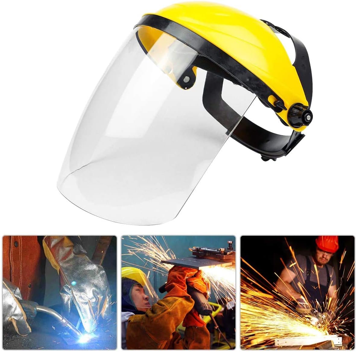 YFjyo Safety Face Masks, All-Purpose Welding Face Shield Headgear Safety Mask Grinding Protective Gear Face Shields Anti-Splash Eye Protection