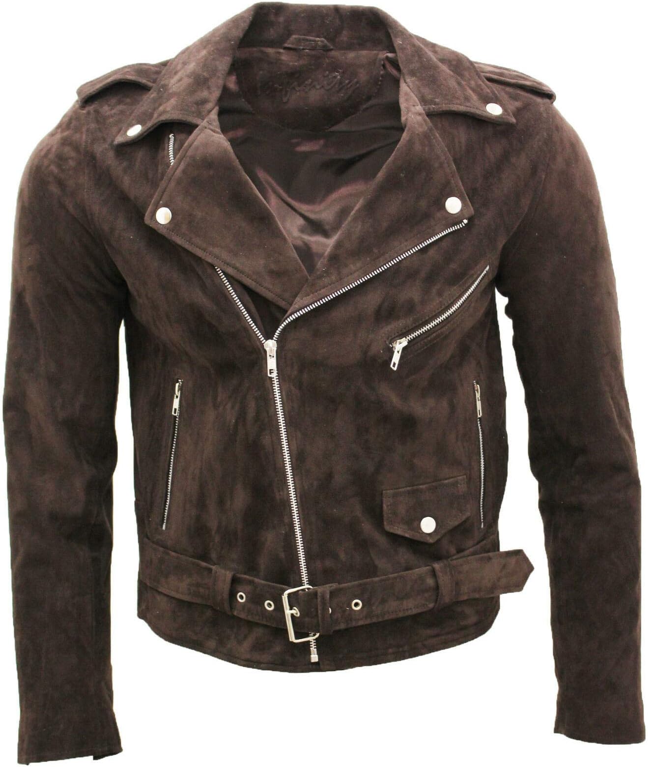 Infinity LeatherMen's Classic Brando Casual Tan Suede Leather Biker Jacket
