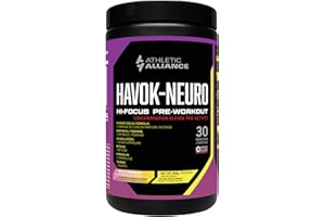 Athletic Alliance Havok Neuro - Nootropic Pre Workout Powder (Peach Lemonade) For Building Endurance, Cognition & Focus - Mad