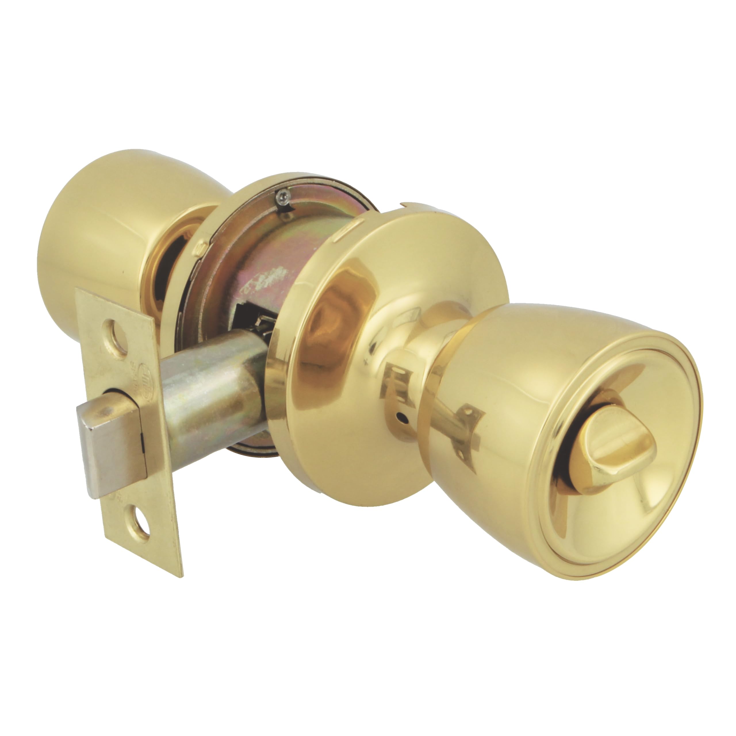 Amig Mod. 602 – Set of Knobs | Polished Brass | 18.5 x 8 cm | Includes Door Bolt | Private Function | External Emergency Device and Internal Lock | Door from 35-45 mm