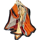 Aufeel Fashion Scarves 100% Satin Silk Scarf Long Lightweight Sunscreen Shawls Wraps for Women Hair Scarves