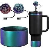 Silicone Boot &amp; 2 Glitter Straw Covers for 20-40 Oz Stanley Cup Accessories | 10MM Straw Toppers, Gradient Bottom Protector, 2.8-3IN Base, Anti-Slip, Outdoor &amp; Daily Use, Unisex Gifts for Stanley Lovers