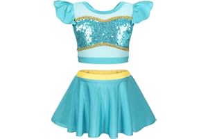 WonderBabe Girls Princess Two Piece Swimsuit Kids Bathing Suits Ruffles Fancy Swimwear Surf Beach Summer Swimming Tankini Set