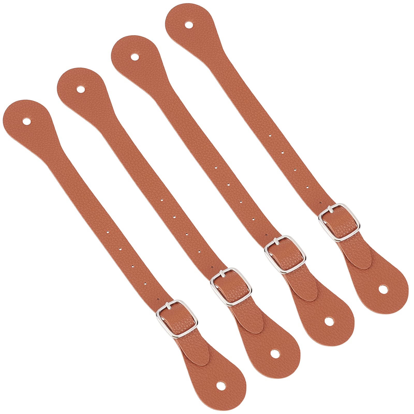 GORGECRAFT 4Pcs Leather Spur Straps Adjustable Boot Strap Western Man Woman Single Ply Leather Horizons Spur Straps with Zinc Alloy Clasp for Equestrian Supplies Thigh High Boots, Chocolate