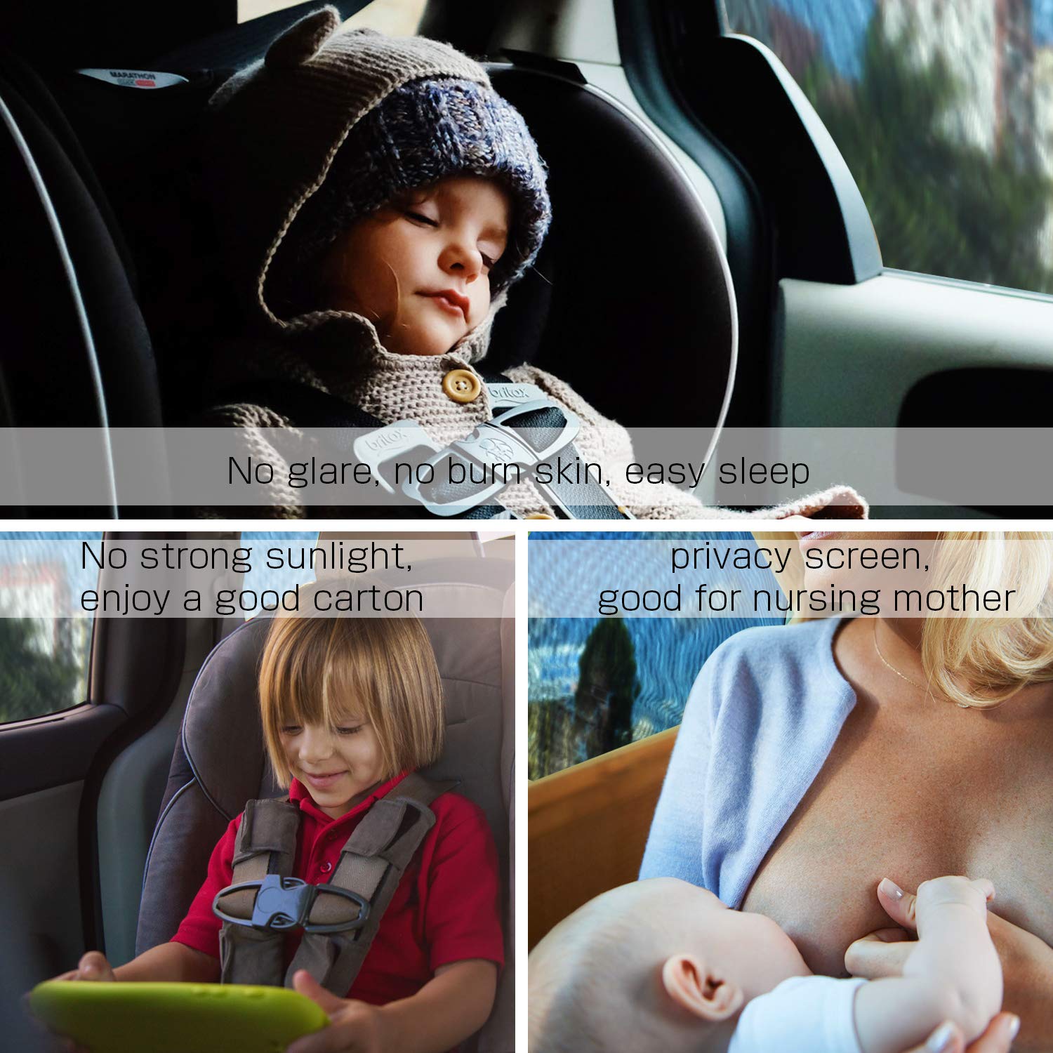 bedee Car Sun Shade, 2 Pack Car Window Shades |Block UV Rays| Cover Rear Side Window| Car Sun Shades for Baby Universal Fit Stretch Size: 39X21 inch