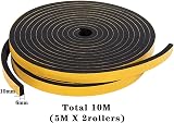 GUKOY Weather Stripping Self Adhesive Foam Tape 10mm x 6mm 2 Rolls 10m Black view 2