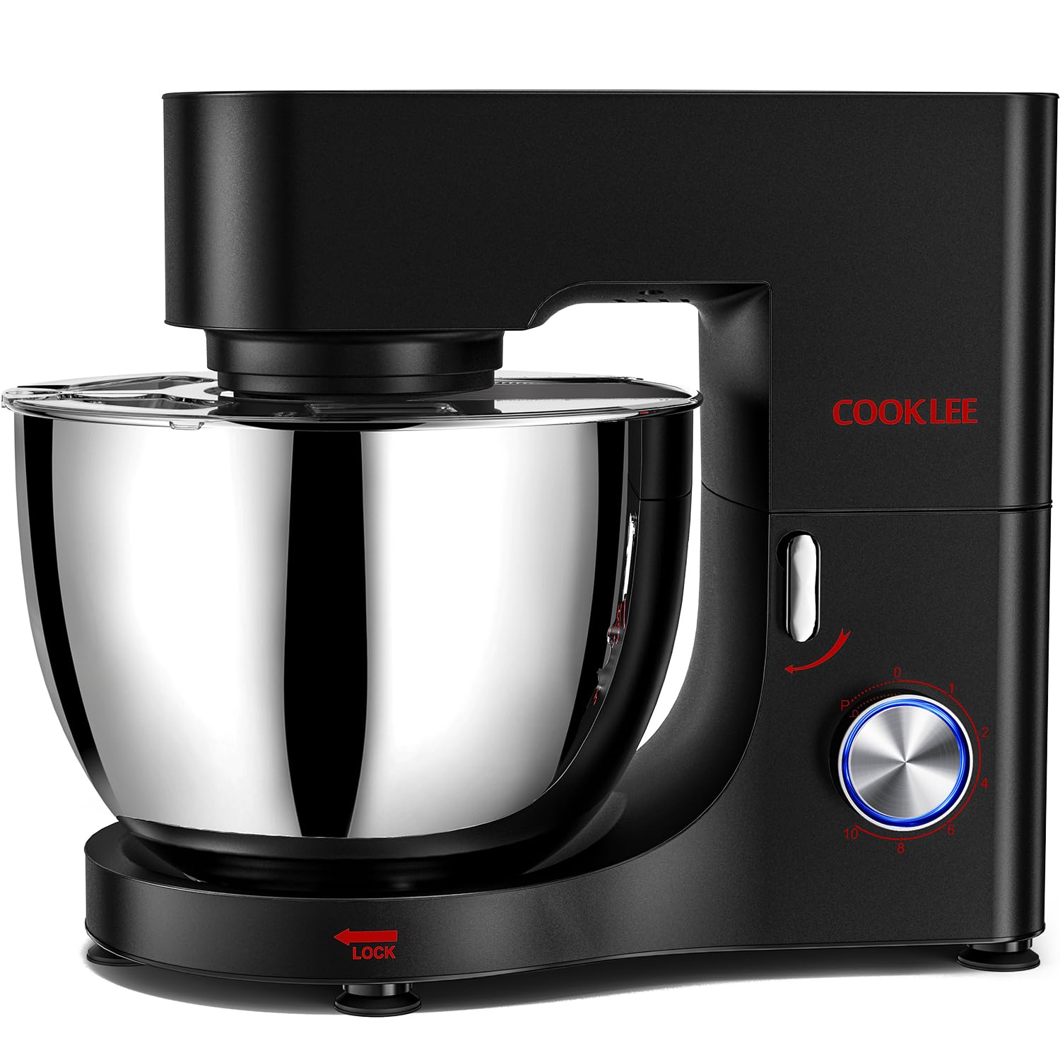 Photo 1 of COOKLEE Stand Mixer, 9.5 Qt. 660W 10-Speed Electric Kitchen Mixer with Dishwasher-Safe Dough Hooks, Flat Beaters, Wire Whip & Pouring Shield Attachments for Most Home Cooks, Silver