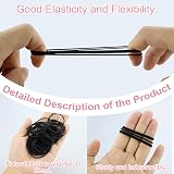 HXMJIED 100 Small Black Soft 2mm Thin No Metal Elastic Hair Ties Women Men view 3