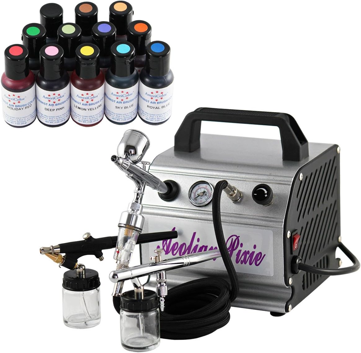 All-in-one Premium Cake Decorating Kit with 3 Airbrush and 8 Food Colors