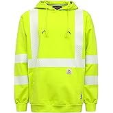 BOCOMAL FR Hoodies Pullover High Visibility 7.5oz Lightweight Non Fleece Hi vis Flame Resistant Reflective Hooded Sweatshirts