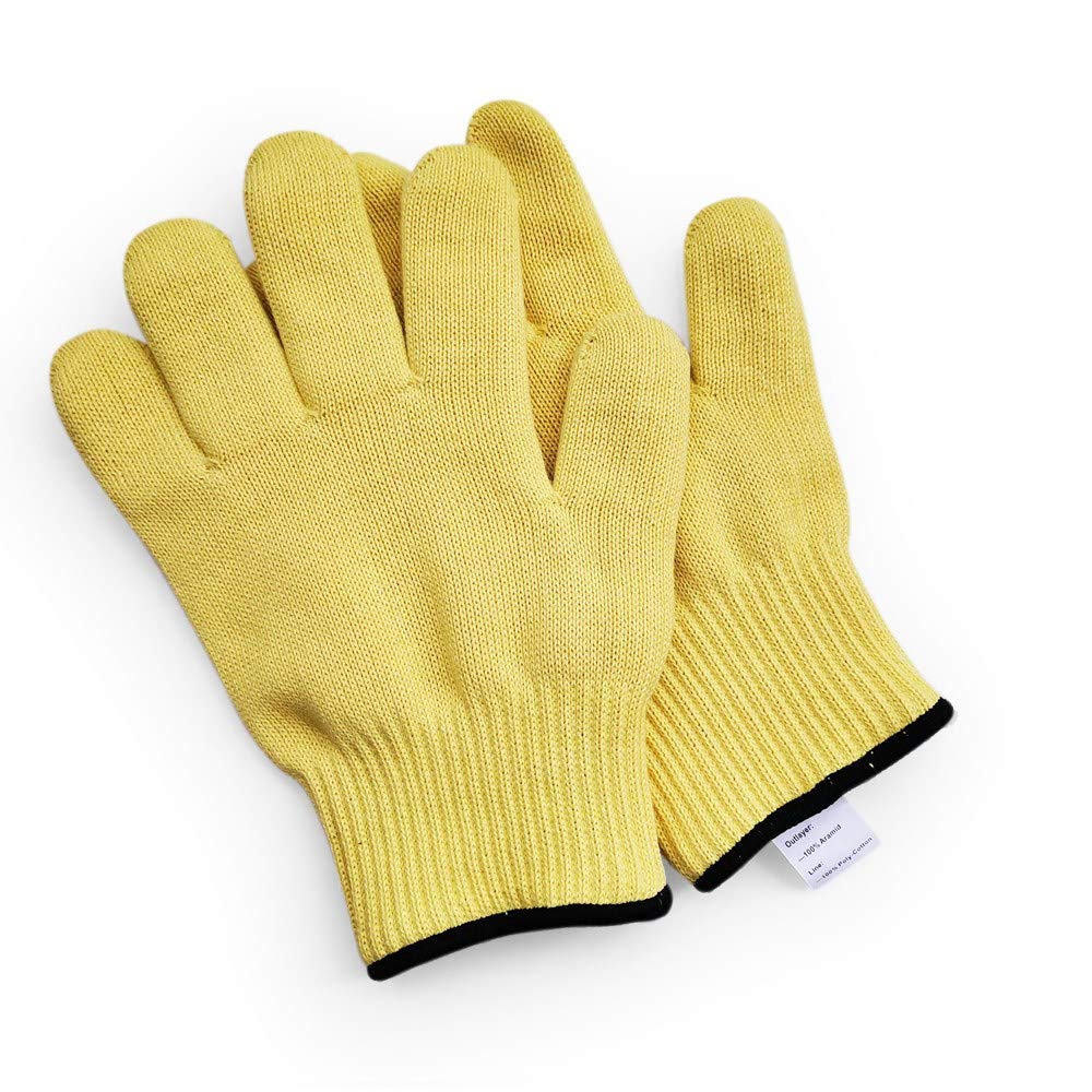 QEARSAFETY 1 pair Aramid yarn knitted Long/short Wrist Protect Heatproof Gloves - Hold Burning hot Dishes/Oven/hot molds- heat resistance work gloves (Large, Short wrist)