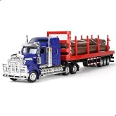 Risopen Logging Truck and Trailer Toy, 1/50 for Kenworth W900 Large Diecast Metal Semi Truck Tractor Transport Series Lumber Gifts for Boys Adult Model Car Collector
