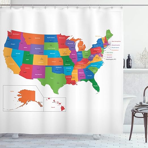 Amazon Com Ambesonne Wanderlust Shower Curtain Colorful Usa Map