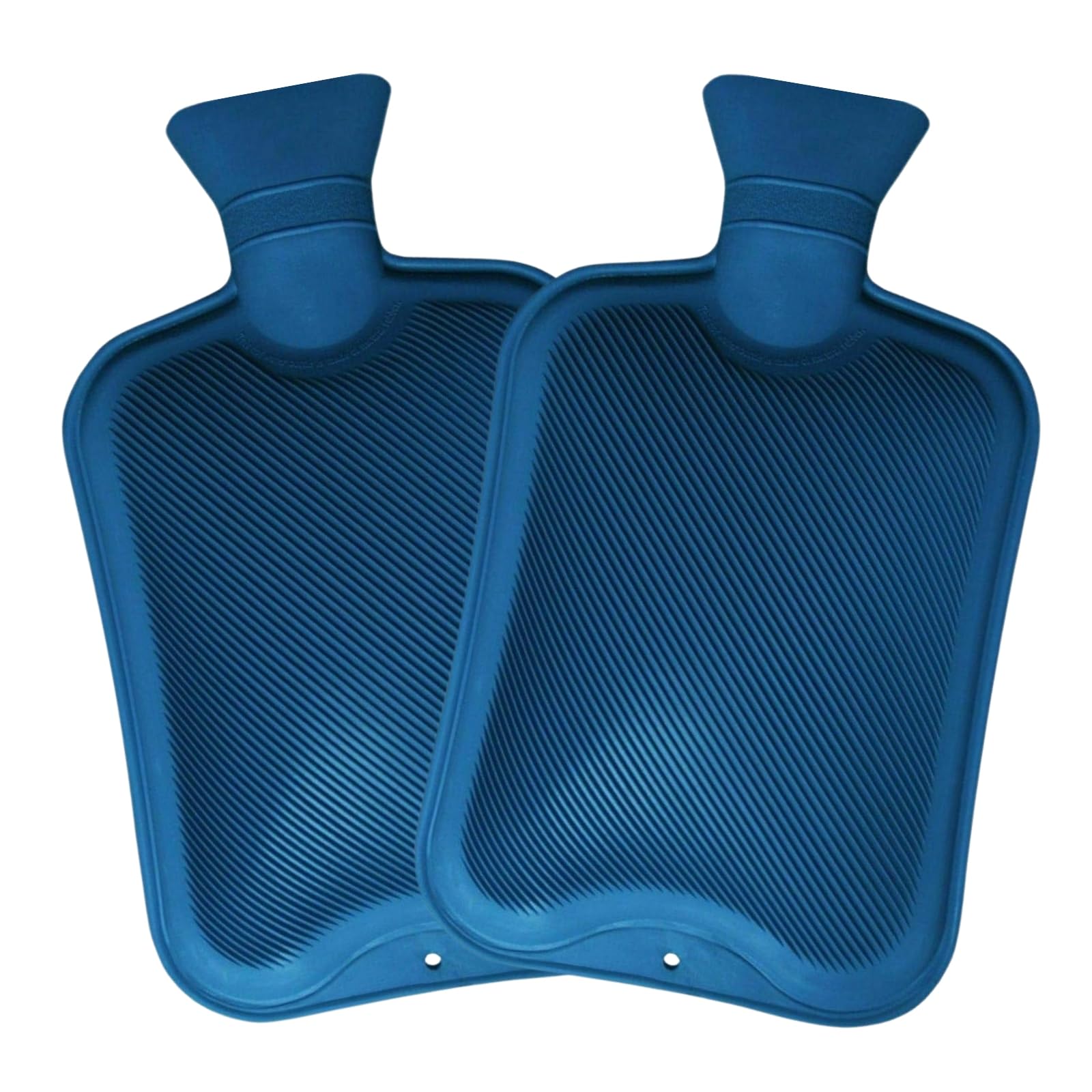Pack of 2 Hot Water Bottles | Natural Rubber Large Hot Water Bottle 2L | Blue Hot Water Bag for Pain Relief Secure & Leakproof (2 Litre Blue)