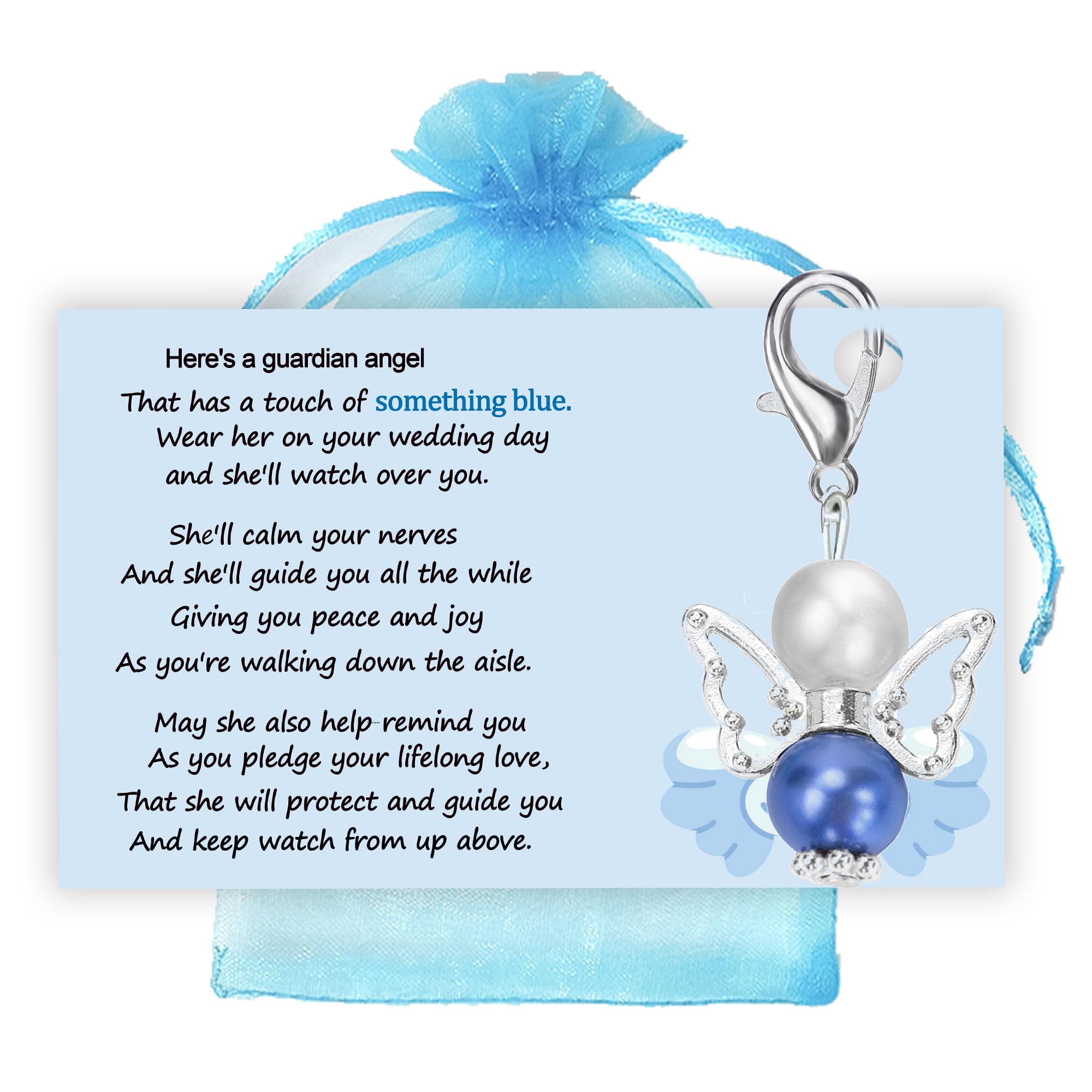 Something Blue for Bride to Be on Wedding Gifts Card Bridal Angel Bouquet Garter Charm Gift Card for Daughter on Wedding Day, from Mom Dad Grandma Sister Friends