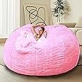 HDMLDP Bean Bag Chair for Adults Kids Without Filling Comfy Oversized Round Beanbag Chair for Stuffed Animal Storage Bedroom Living Room Chairs, 6FT, Pink