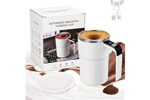 Electric Coffee Mug, with Built-in LCD Thermometer, Spin Brew Mug, Rechargeable Stirring Mug, Perfect for Brewing Coffee, Mil