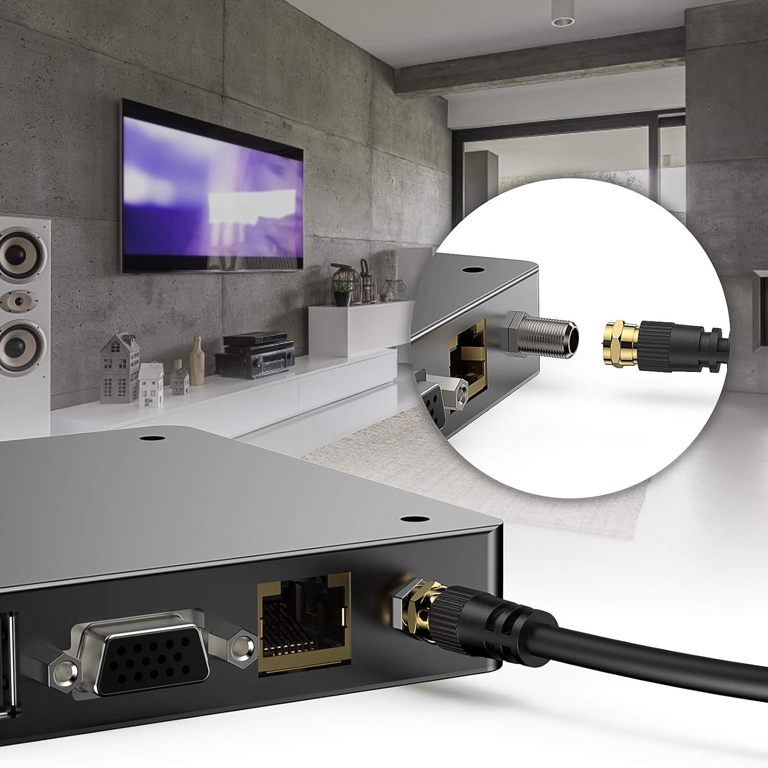 Coaxial Cable RG59 TESmart Digital Audio Video Male F Connector Pin Male to Male Coax Cable for TV, VCR, DVR, Cable Box, Cable Modem, Satellite Receiver, Digital Router or Antenna(6.6ft/Black): Electronics