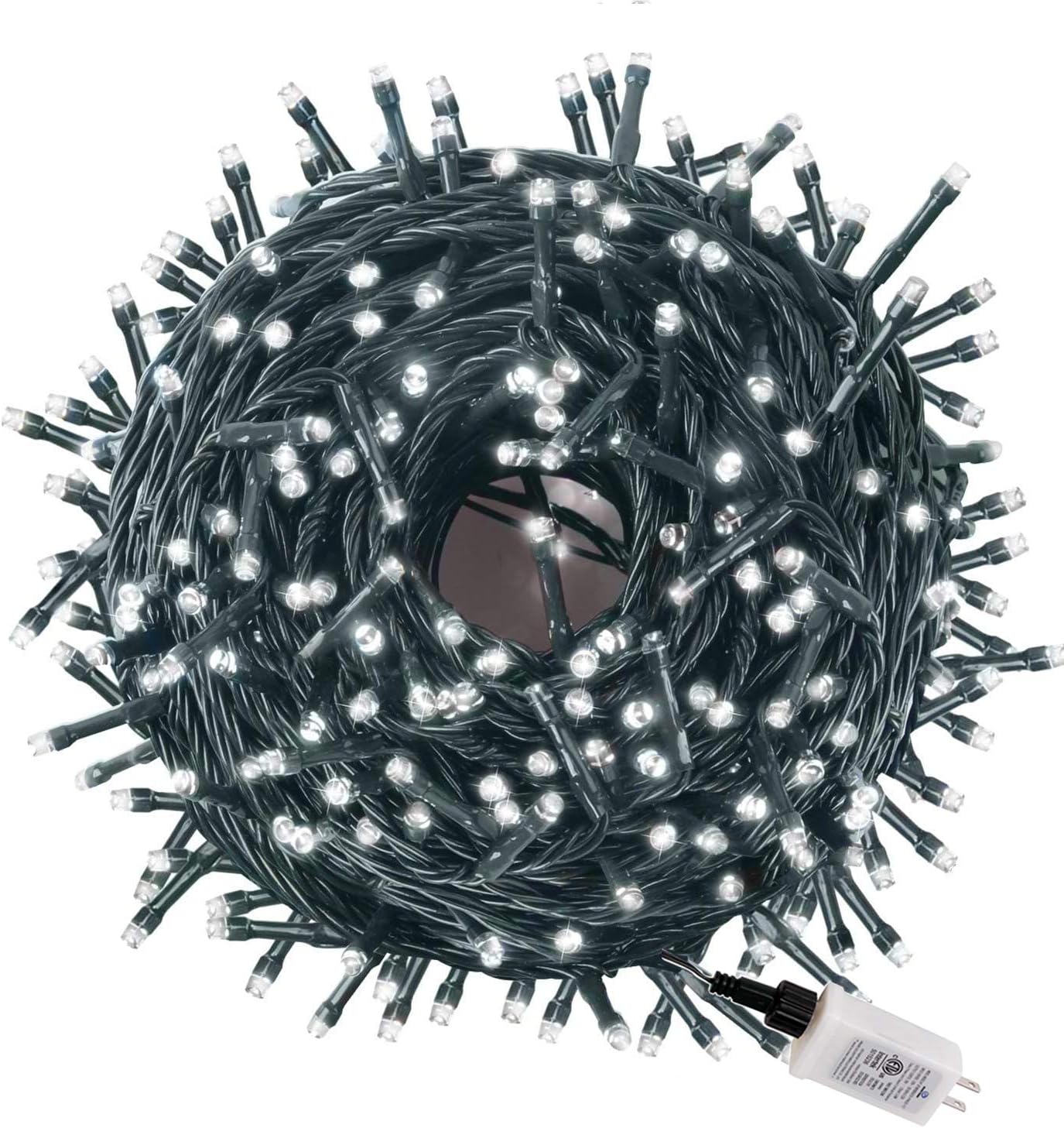 LED Christmas Tree Lights 300 LEDs 19.7ft Green Wire Fairy String Lights Waterproof Plug in Indoor Outdoor Decor for Birthday Wedding Party,Holiday(Cool White)