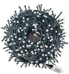 LED Christmas Tree Lights 300 LEDs 19.7ft Green Wire Fairy String Lights Waterproof Plug in Indoor Outdoor Decor for Birthday Wedding Party,Holiday(Cool White)