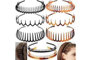 ULTIMUTE 8 PCS Fashion Effortless Plastic Headbands with Teeth Comb Black Skinny Headbands No Slip Hair Accessories Bands for
