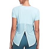 icyzone Workout T-Shirts for Women, Short Sleeve Exercise Running Shirts, Fitness Athletic Yoga Tee Tops Loose Fit