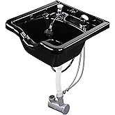 BYOOTIQUE Shampoo Bowl Salon Sink with Gel Neck Rest CUPC Vacuum Breaker | Black Square Wall Mounted, Hair Washing Basin Station, Portable Shampoo Bowl, with Hair Trap, Barbershop Nursing Home