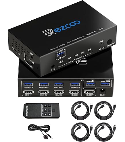 Amazon.com: USB 3.0 KVM Switch HDMI 4 Computer 1 Monitor 4K