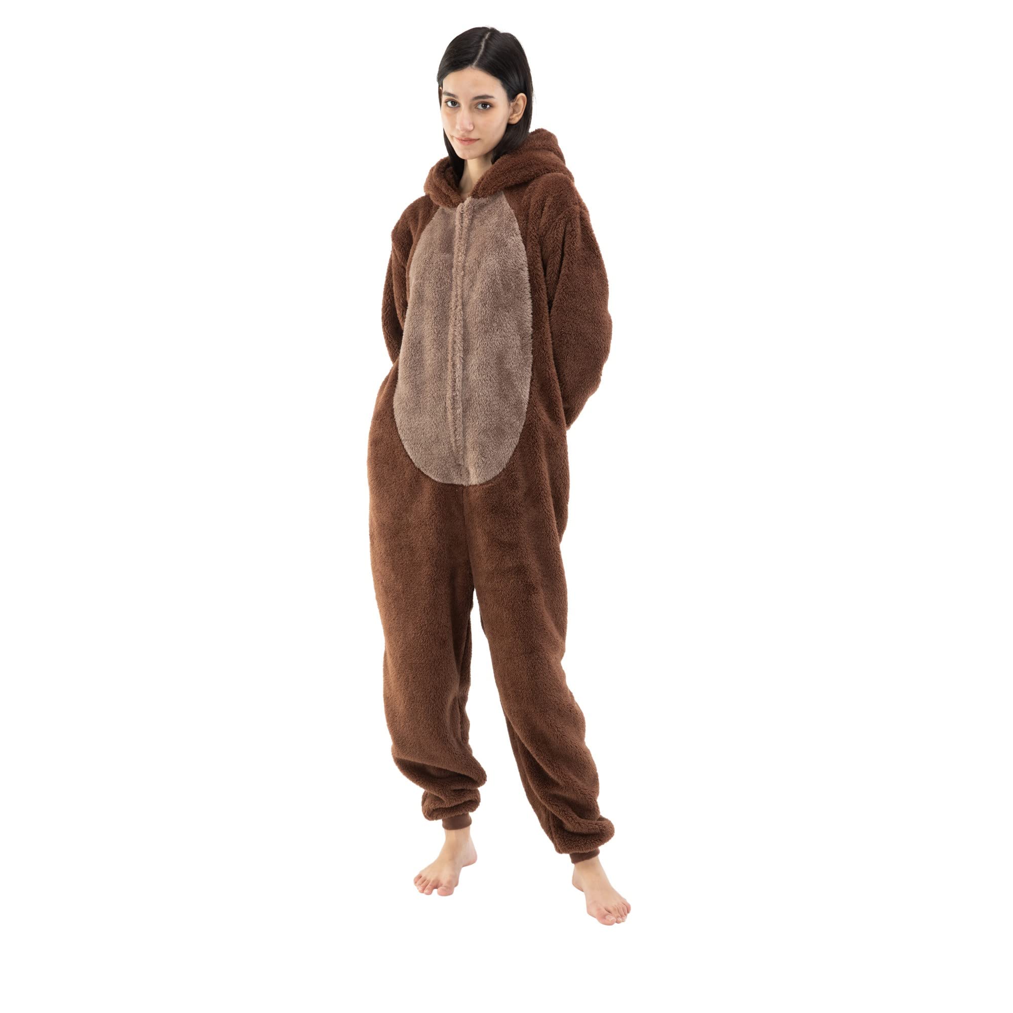 Snug Fit Unisex Adult Onesie Pajamas, Flannel Cosplay Animal One Piece Halloween Costume Sleepwear Homewear