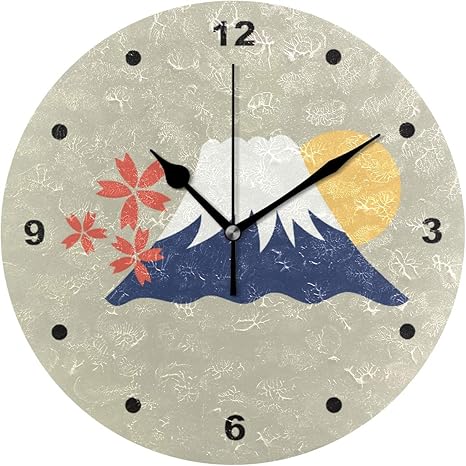 Amazon Co Jp 壁掛け時計 おしゃれ 連続秒針 置き時計 見やすい 静音 サイレント 電池式 シンプル モダン 富士山 桜 挿し絵 和風 日本 インテリア かけとけい ウォールクロック 置掛両用 人気 掛け時計 ホーム キッチン