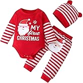 Fullfamous My First Christmas Baby Girl Boy Clothes Outfits Red Christmas 3-6 months