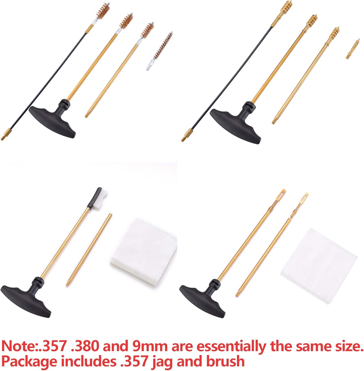 BOOSTEADY Universal Handgun Cleaning kit .22.357.38, 9mm.45 Caliber Pistol Cleaning Kit Bronze Bore Brush and Brass Jag with Empty Bottles : Sports & Outdoors