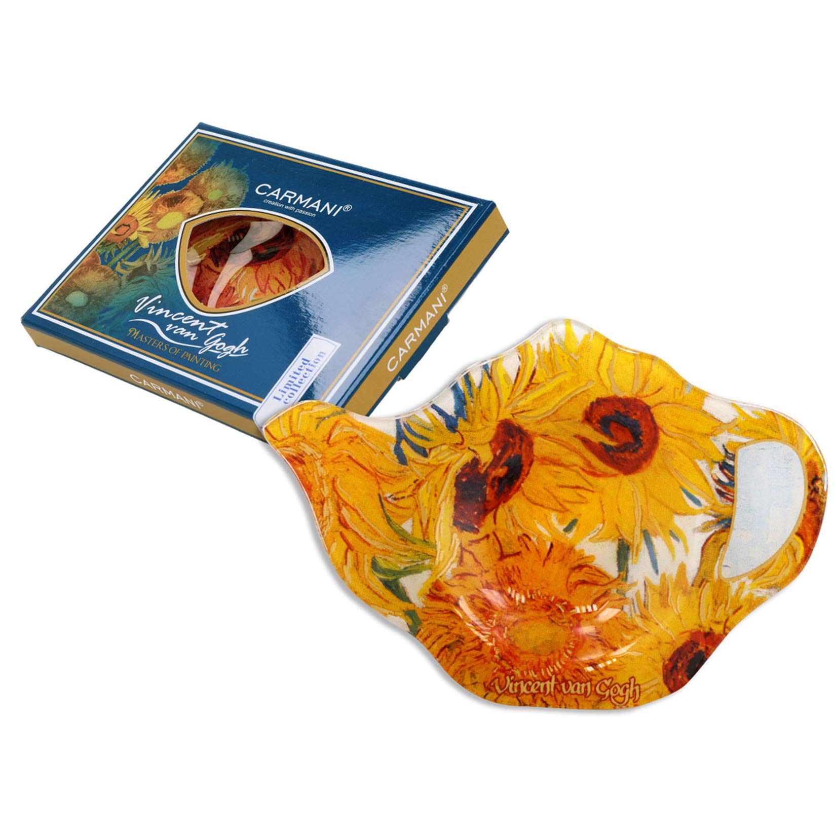 CARMANI Elegant Glass Tea Bag Holder Dish in Teapot Shape with