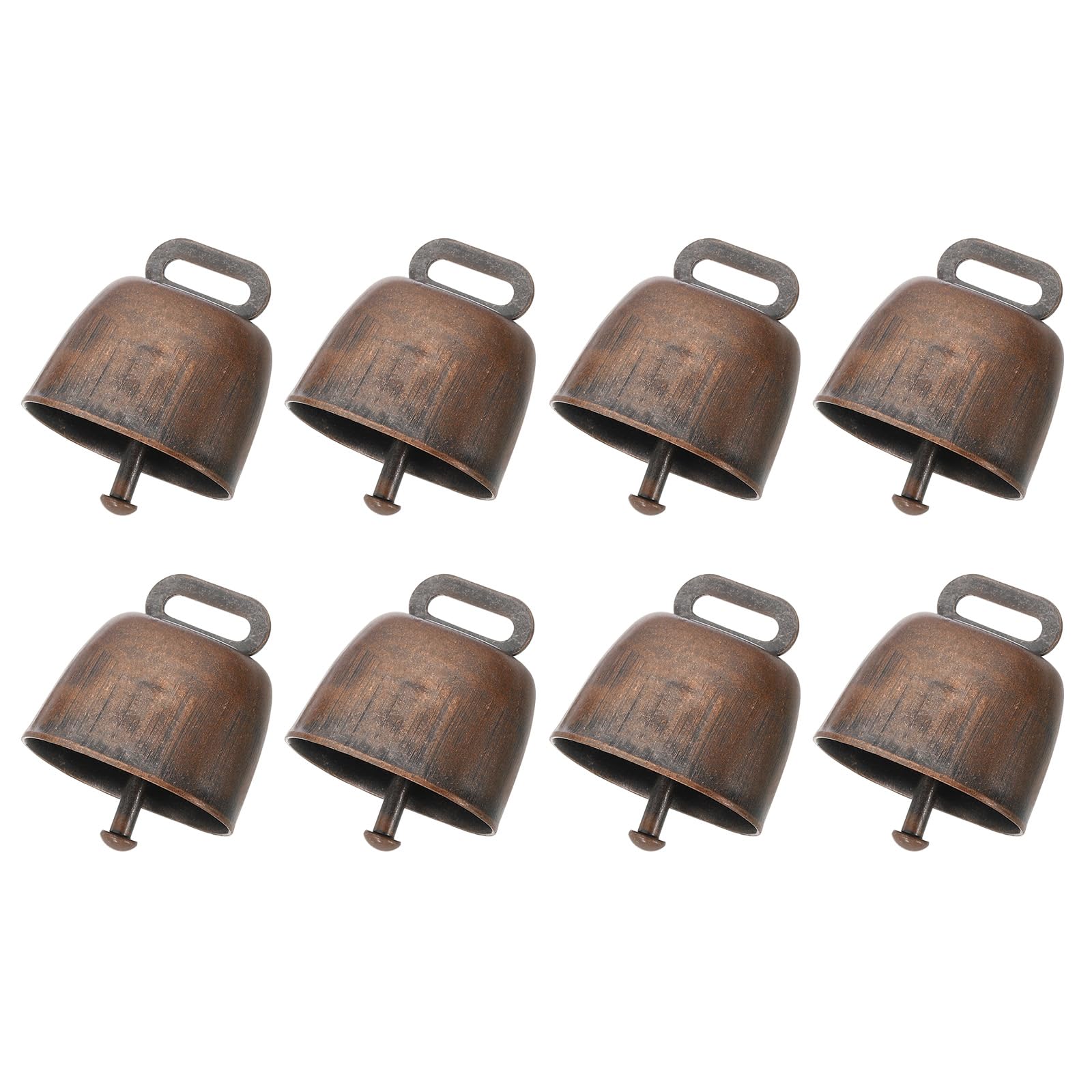 PATIKIL Cattle Farm Animal Loud Bronze Bell, 8 Pcs Cow Horse Sheep Grazing Copper Bells, Animal Anti-Theft Accessories Bell, 1.4 x 0.9 x 1.4, Red Bronze