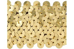 TRIMS BY THE YARD Expo International 4-Row Metallic Stretch Versatile Crafts Durable Sequin Trim for Costumes Fashion and Home Decor, 1 1/2-Inch, 10-Yard Cut, Gold