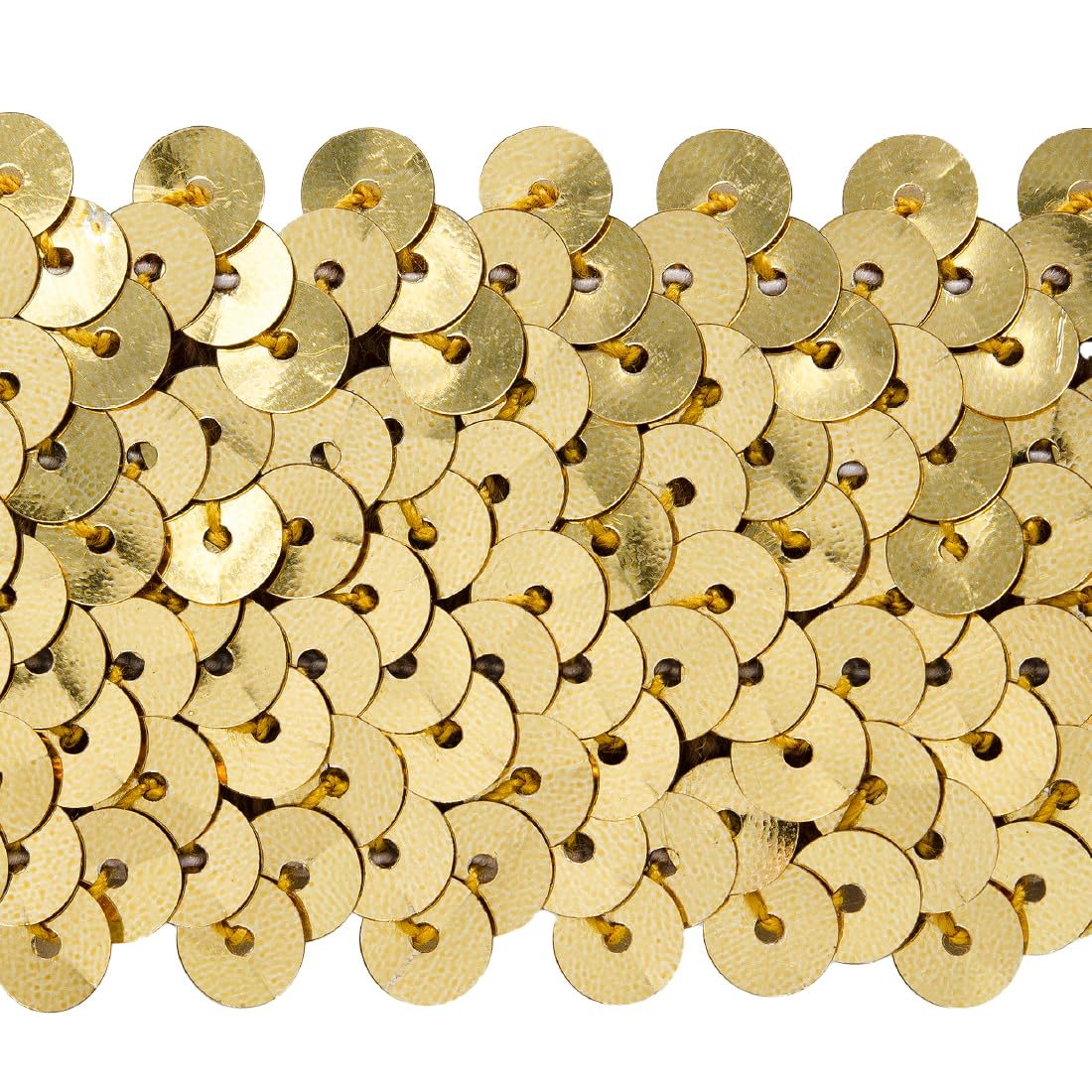 Trims by the Yard 4 Row 1 1/2" Metallic Stretch Sequin Trim | Gold | (10 Yard Cut)
