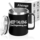 Aletege Psychology Keep Talking I'm Diagnosing You Coffee Mug - Social Worker, School Counselor, Therapist Mental Health Gift for Women Men, Psychologists Psychiatrists - 12 OZ Black