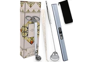 STATABSTA 4 in 1 Candle Accessory Kits,Candle Snuffer,Candle Wick Cutter Trimmer and Candle Wick Dipper, Rechargeable Candle Lighter with Gift Bag, Candle Care Kit for Gifts Candle Lovers (Silver)
