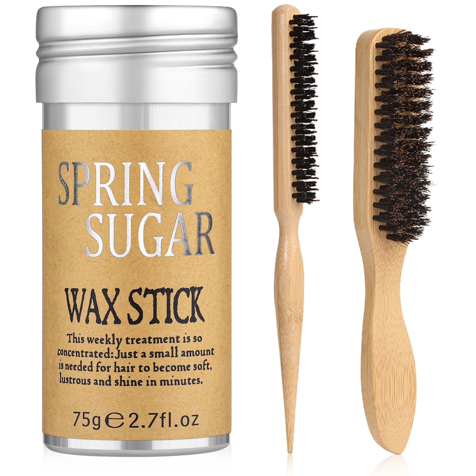 Photo 1 of Hair Wax Stick & Boar Bristle Hair Brush – Edge Control & Flyaway Tamer Slick Back Hair Brush for Women Men Kids, Suitable for All Hair Types, Sleek Styles, Ponytails, Buns & Baby HairsLPNPMEZ3412702
