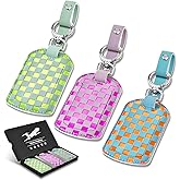 Luggage Tags for Suitcases Travel Accessories: Leather Luggage Tag 3 Pack TSA Approved Airplane Travel Essentials for Women, Bag Tags for Luggage Long Flight Must Haves Travels Gift Airport Essentials