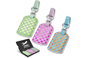 FELLOWEAN Luggage Tags for Suitcases Travel Accessories: Leather Luggage Tag 3 Pack TSA Approved Airplane Travel Essentials for Women, Bag Tags for Luggage Long Flight Must Haves Travels Gift Airport Essentials