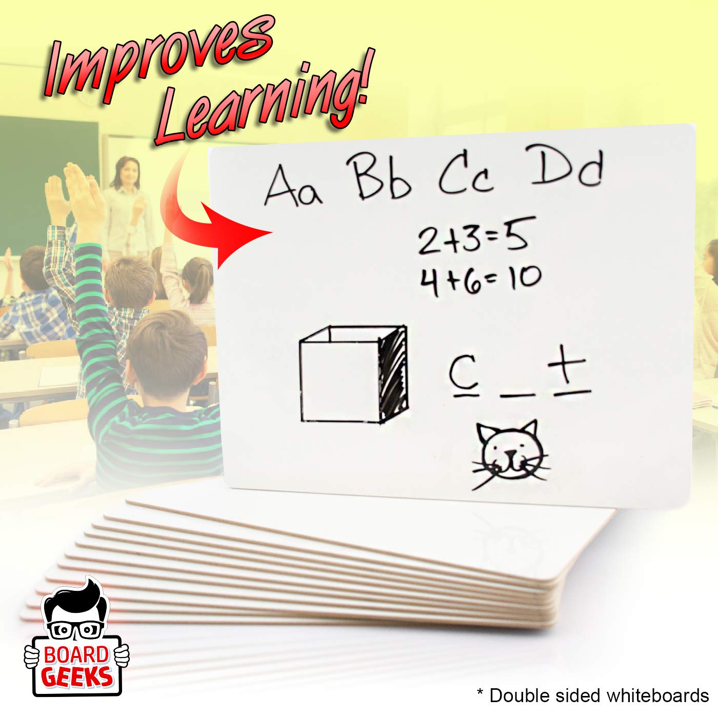 Board Geeks Dry Erase Lapboard 9 x 12 inch Large 6 Pack double-sided Whiteboard - White boards set great for Teachers, Students, Children, Classroom and school supplies for kids: Industrial & Scientific