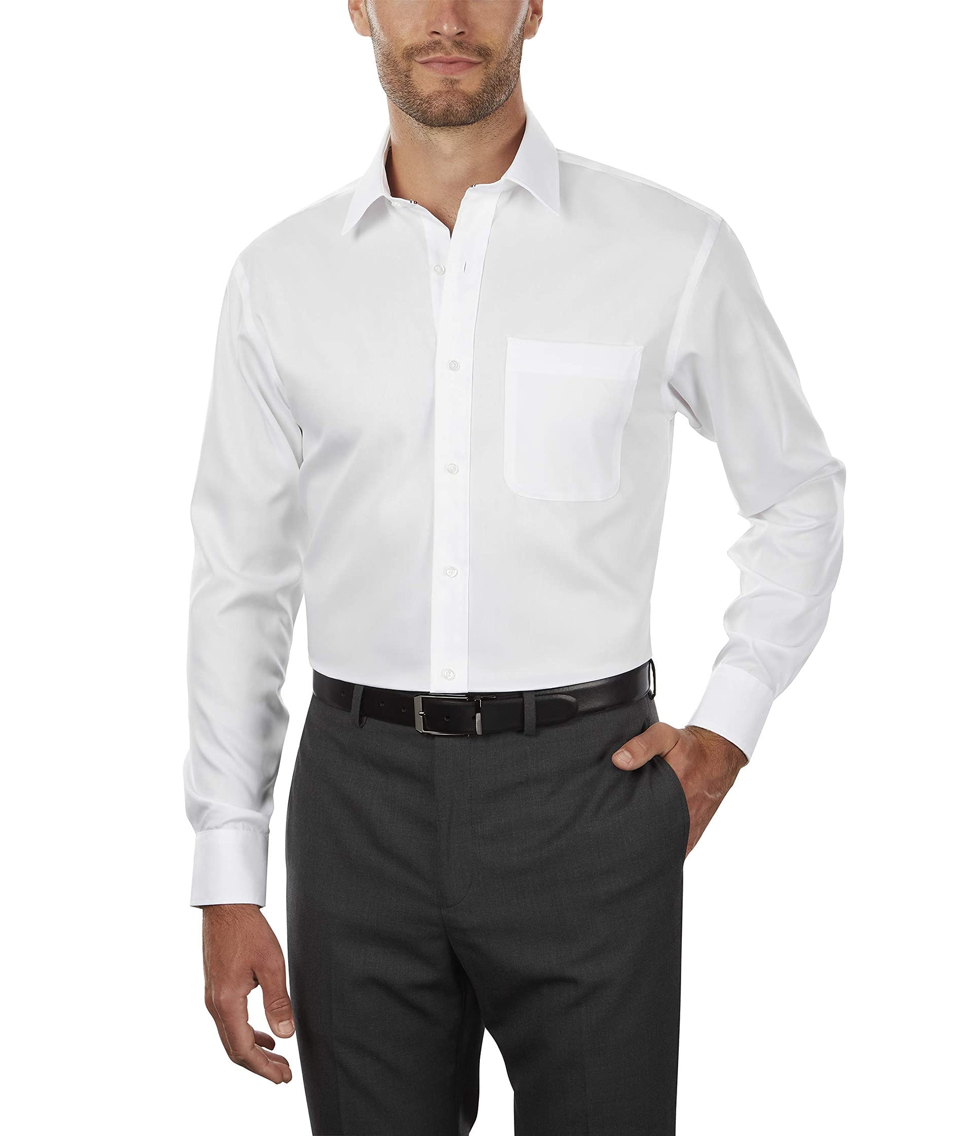 Photo 1 of Tommy Hilfiger Men's Dress Shirt Regular Fit Non Iron Solid, White, 16.5" Neck 32"-33" Sleeve