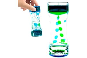 OCTTN 1 Pack Liquid Motion Bubbler Timer Sensory Toys for Relaxation, Water Timer Fidget Toy for All Age, Motion Bubble Sensory Toy Play for Office Home Blue & Green