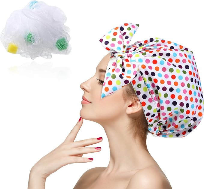 Reusable Shower Cap Waterproof Shower Hair Cap Women Bowknot Shower Hat