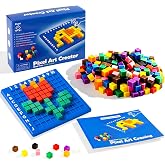 EXBEPE Pixel Art Kit Creator Puzzle Building Blocks,400 Plastic Cubes with 120+ Puzzles,STEM Educational Toy for Kids,Fine Motor Skills Game,Multicolor
