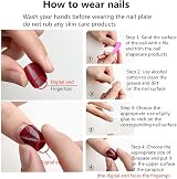 EONFAVE Wine Red Square False Nails 24Pcs Short Press On Nails view 7