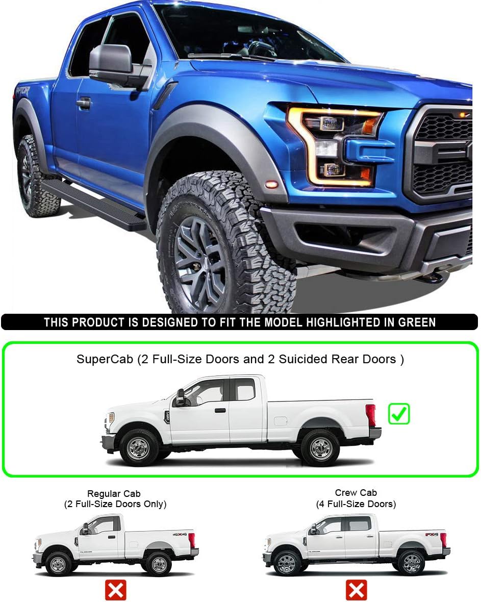 ford 2 door pickup truck on Amazon Com Aps Iboard Running Boards 5in Matte Black Compatible With Ford F150 2015 2021 Super Cab F 250 F 350 Super Duty 2017 2021 Nerf Bars Side Steps Side Bars Automotive