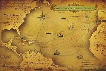 Buy World Map Wallpaper Vintage World Map Of Voyages Of Christopher Columbus For Office Library And Educational Purposes Non Tearable Washable Long Life Peel And Stick Wallpaper World Map Wallpaper By Walls Map Of World Before Columbus
